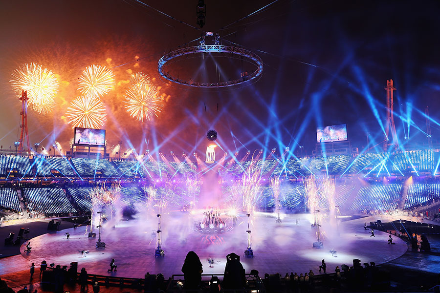 平昌五輪の開会式ではさまざまな華やかな演出が施された【写真：Getty Images】