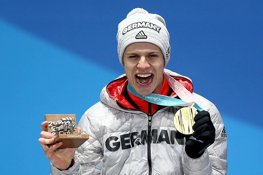 スキージャンプ男子ノーマルヒルで金メダルに輝いたドイツのアンドレアス・ウェリンガー【写真：Getty Images】