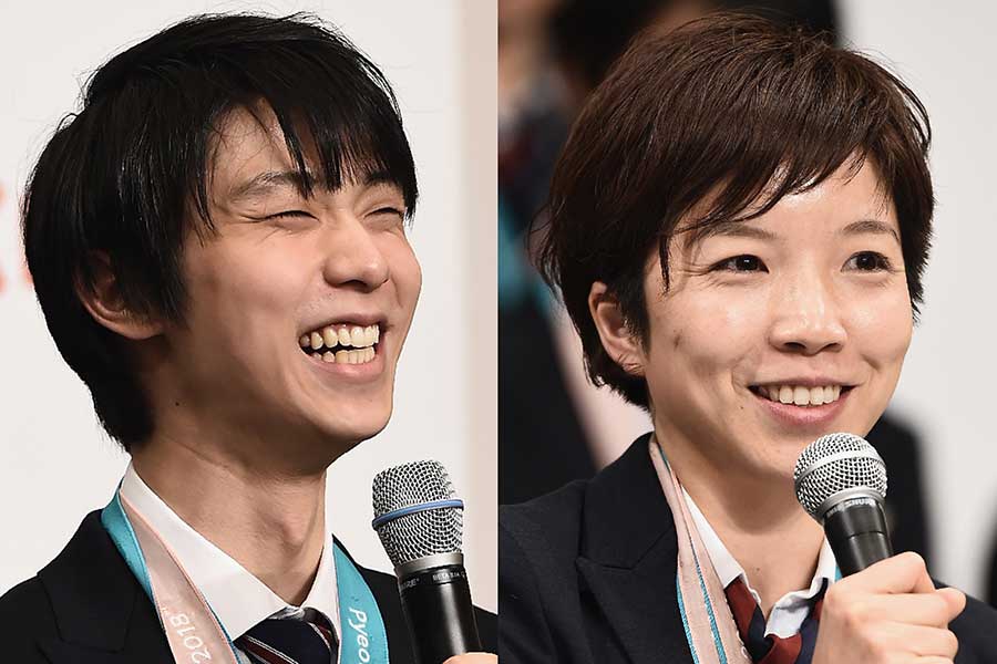 平昌五輪金メダルの羽生結弦（左）と小平奈緒【写真：Getty Images】