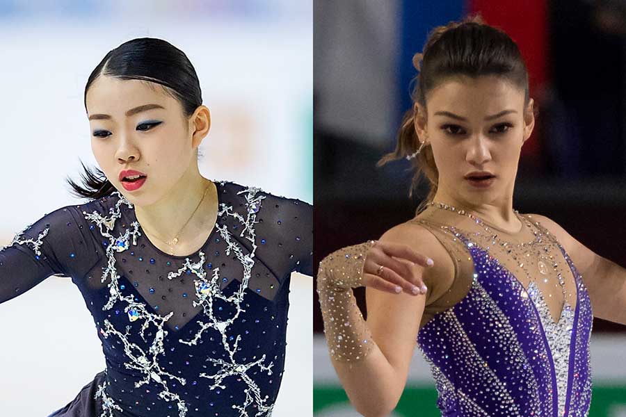 紀平梨花（左）とサモドゥロワ【写真：Getty Images】