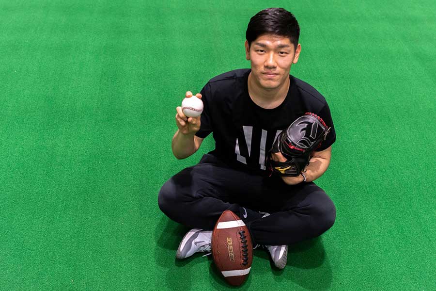 野球とアメフト、2つの競技で得た経験を力に吉村はプロ野球を目指す【写真：中戸川知世】