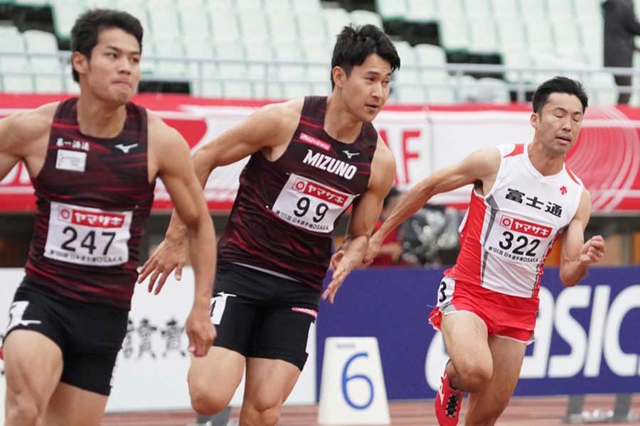 男子200メートル予選、20秒86の組1着で決勝に進出した飯塚翔太【写真：編集部】