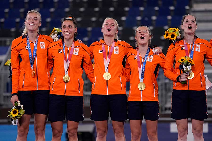 ホッケー女子で金メダルを獲得したオランダ代表チーム【写真：AP】