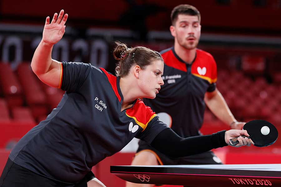 卓球ドイツ代表コーチのウェアに注目が集まっている【写真：Getty Images】