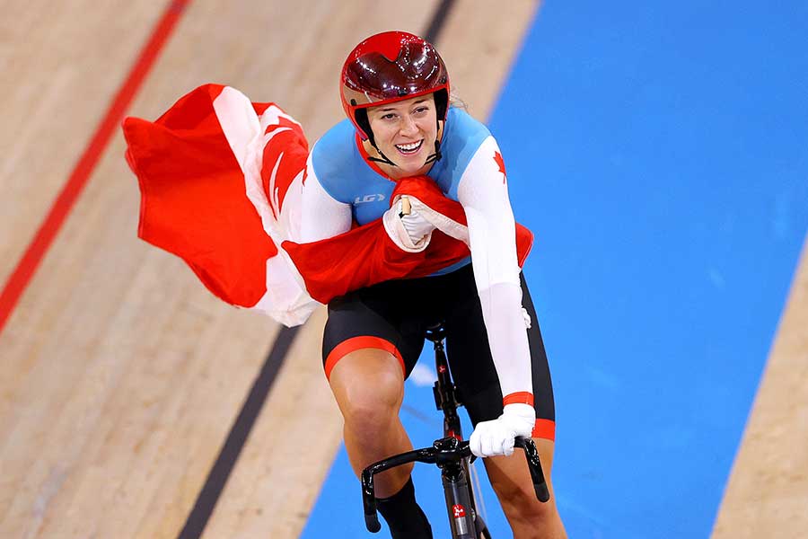 女子ケイリンで優勝したカナダ代表のケルシー・ミッチェル【写真：Getty Images】