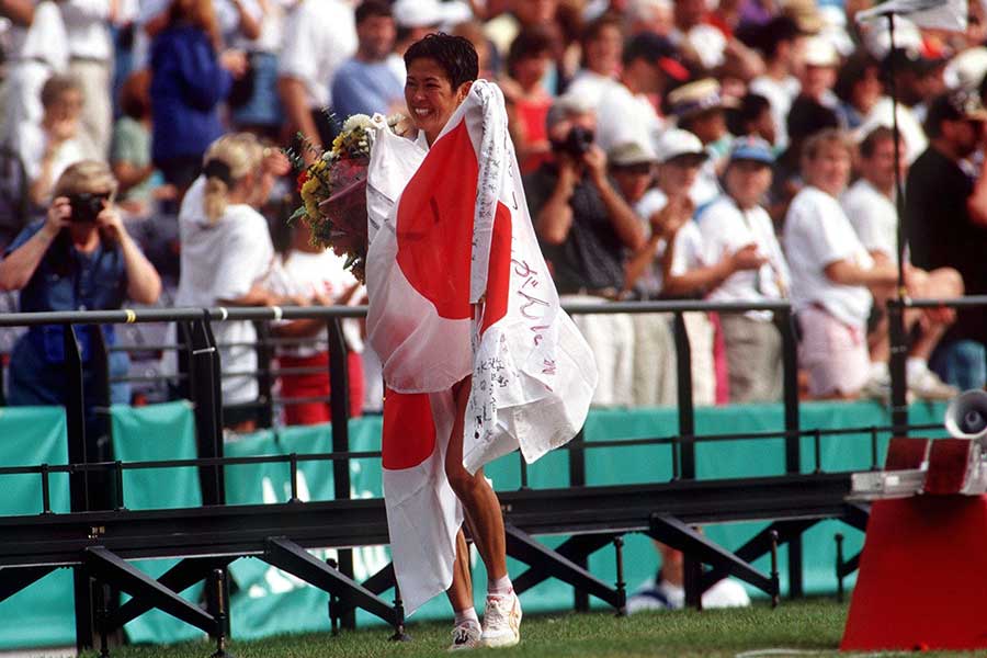 1996年、アトランタ五輪女子マラソンで銅メダルを獲得した現役時代の有森裕子さん【写真：Getty Images】