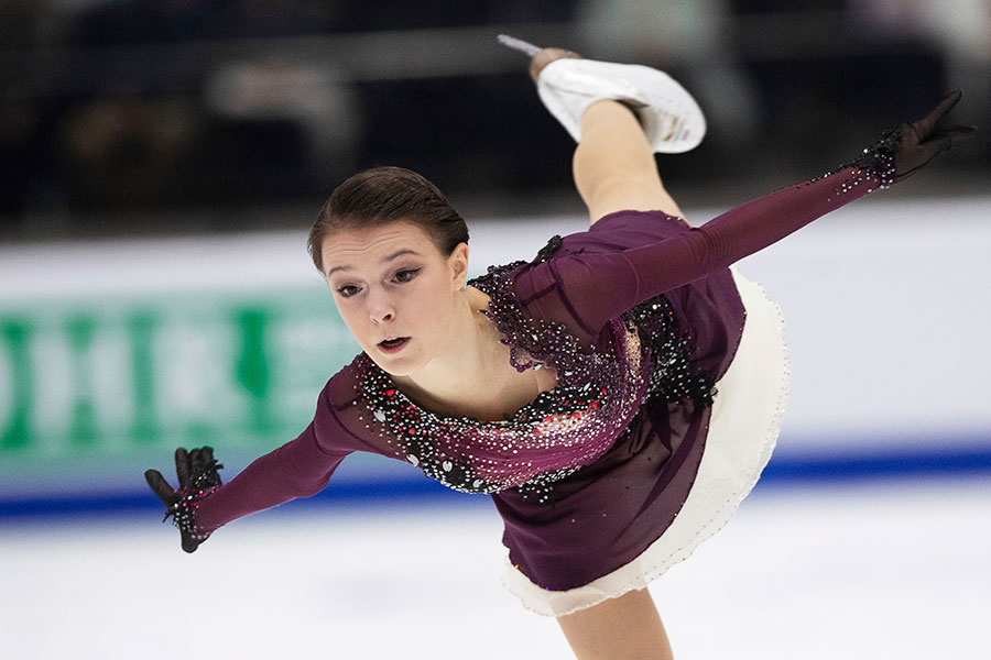 14日（日本時間15日）に行われたフィギュアスケートの欧州選手権で2位に入ったアンナ・シェルバコワ【写真：AP】