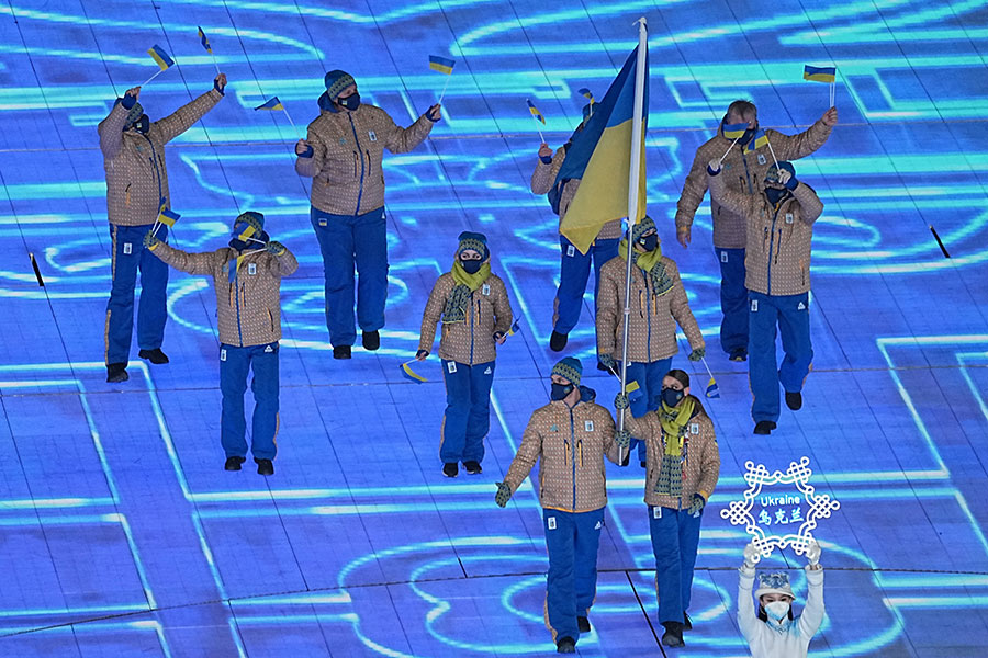 北京五輪開会式で入場行進するウクライナ選手団【写真：Getty Images】