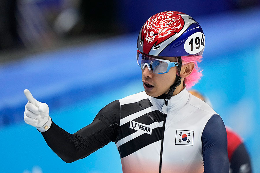北京五輪ショートトラック男子、韓国代表のカク・ヨンギュ【写真：AP】