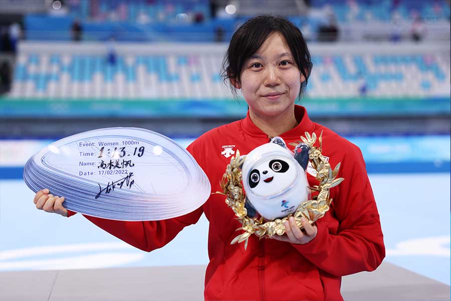 五輪レコードで金メダルを獲得した高木美帆【写真：Getty Images】