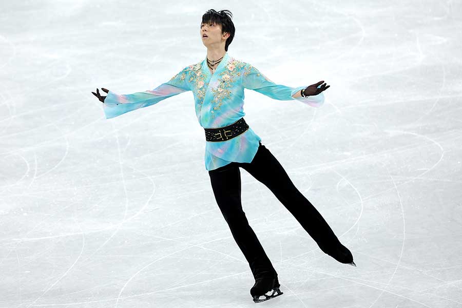 北京五輪男子シングル・フリーで「天と地と」を演じた羽生結弦がスペインからも称賛されている【写真：Getty Images】