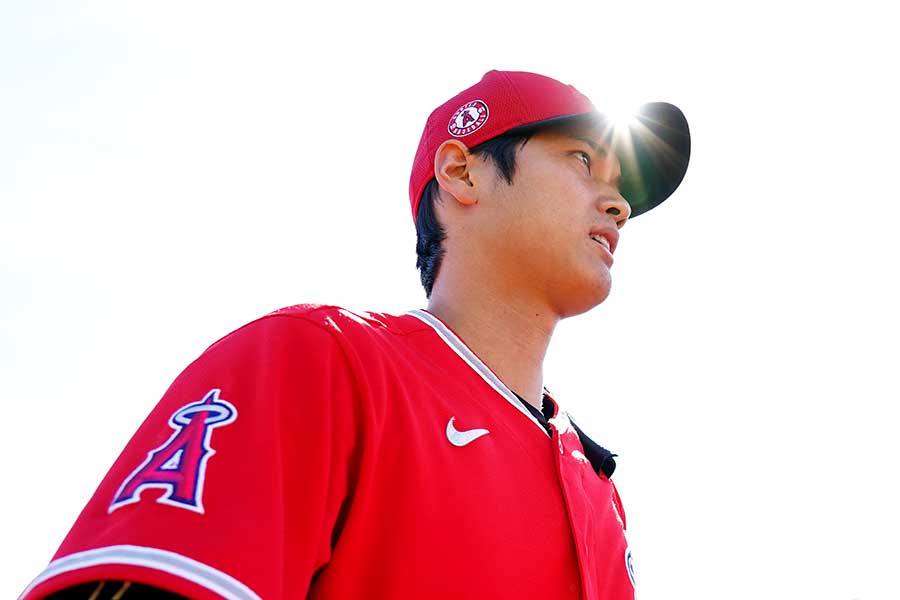 ブルペン投球を行った大谷翔平【写真：Getty Images】