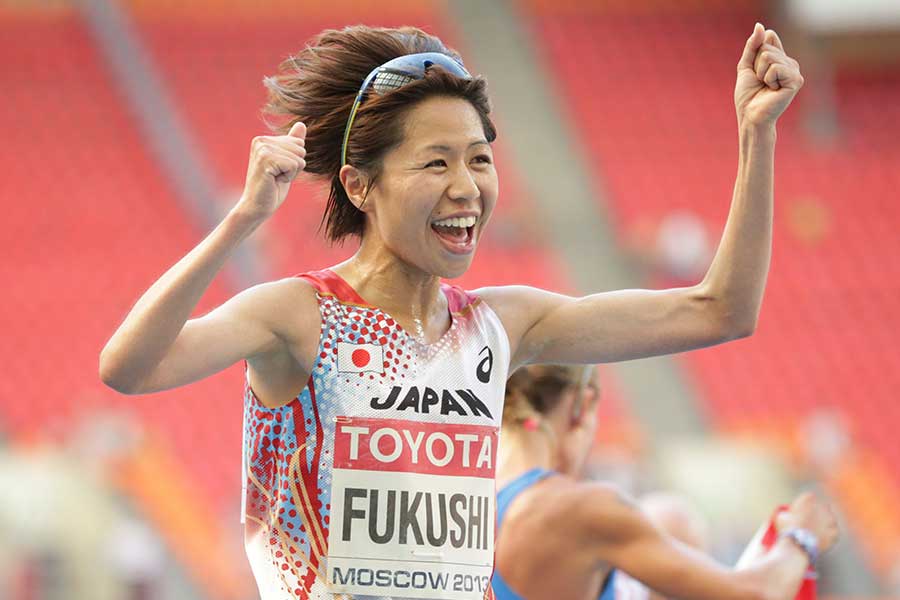 福士加代子を長年指導した永山忠幸コーチ、2013年の世界陸上モスクワ大会では女子マラソンで銅メダルに導いた【写真：Getty Images】