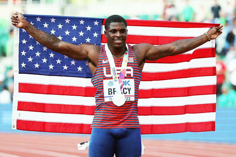 男子100メートルで銀メダルを獲得したマービン・ブレーシー【写真：ロイター】