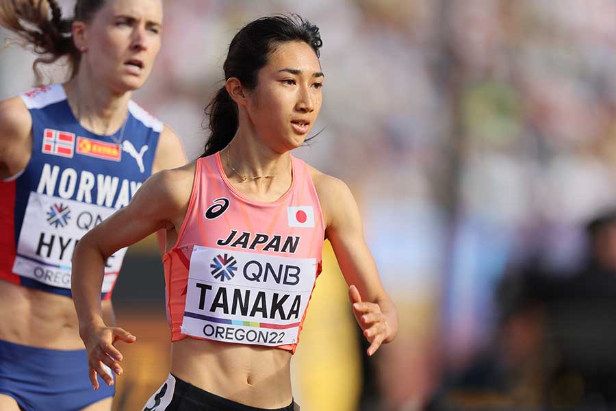世界陸上女子800m予選、2分3秒56の6組7着で準決勝進出を逃した田中希実【写真：Getty Images】