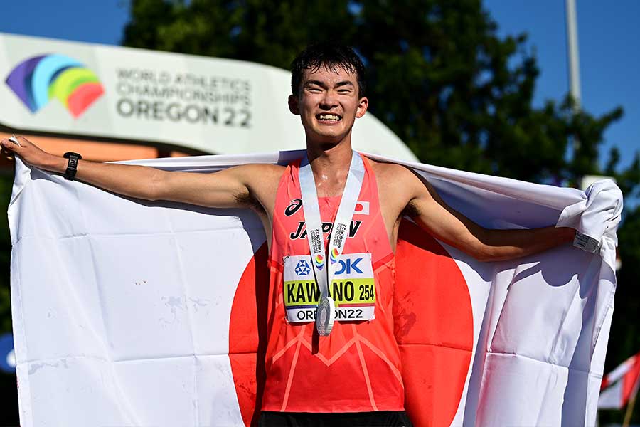 世界陸上、男子競歩35キロで銀メダルを獲得した川野【写真：Getty Images】