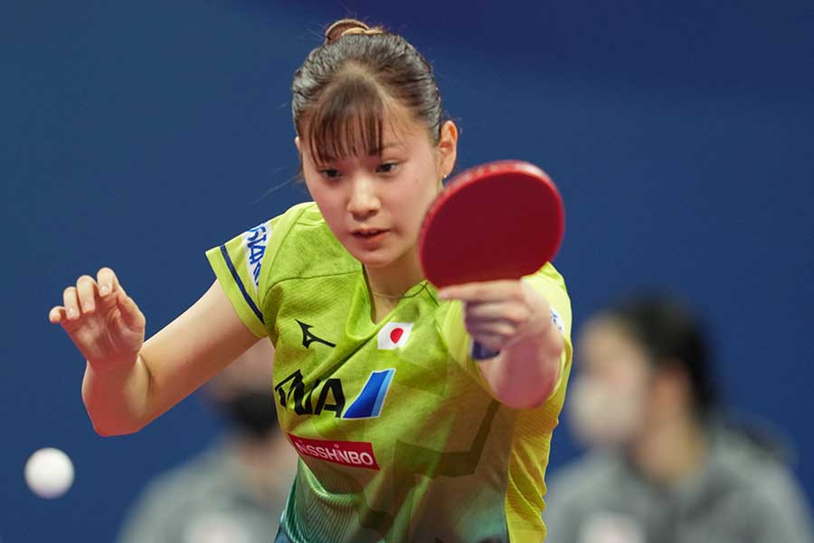 世界卓球女子団体、第3試合で完勝した長崎美柚【写真：Getty Images】