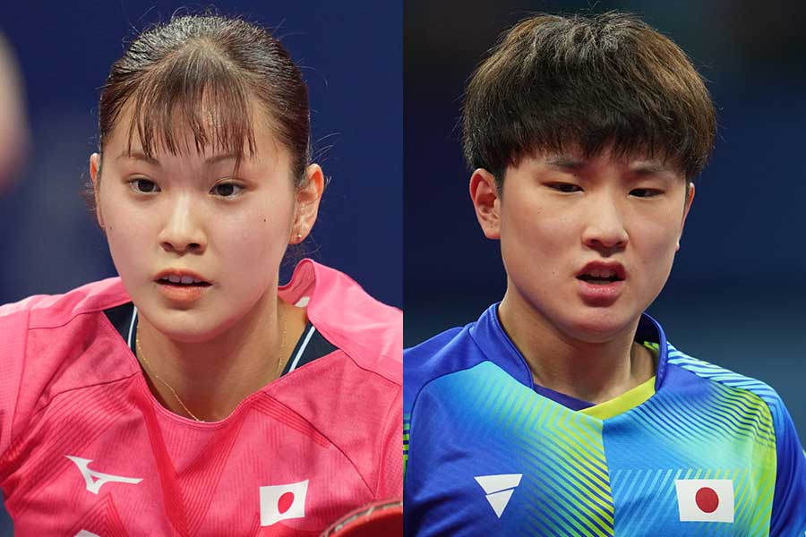 世界卓球、日本の全勝突破を決めた長崎美柚と張本智和【写真：Getty Images】