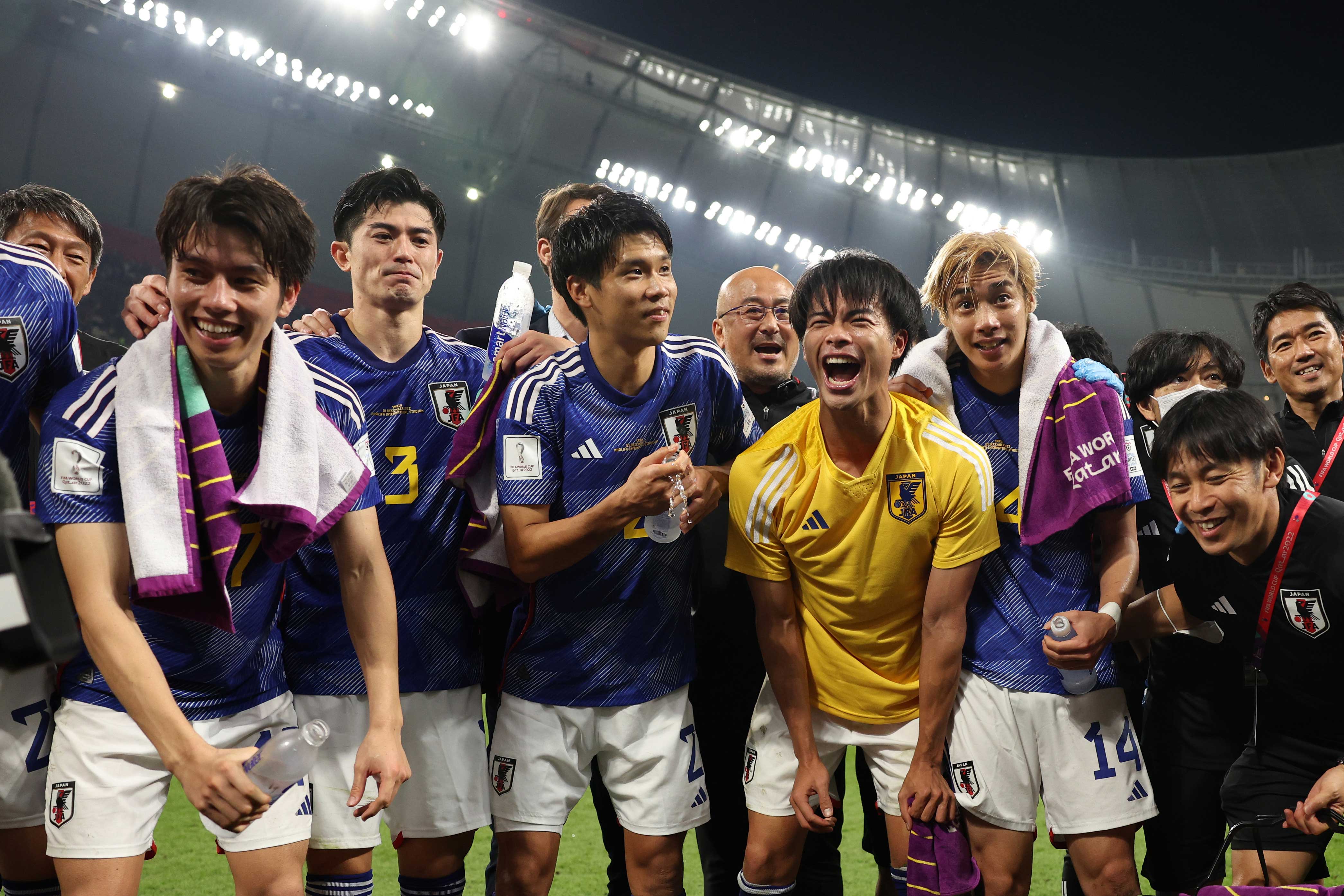 スペインに勝利し、歓喜する日本代表【写真：Getty Images】