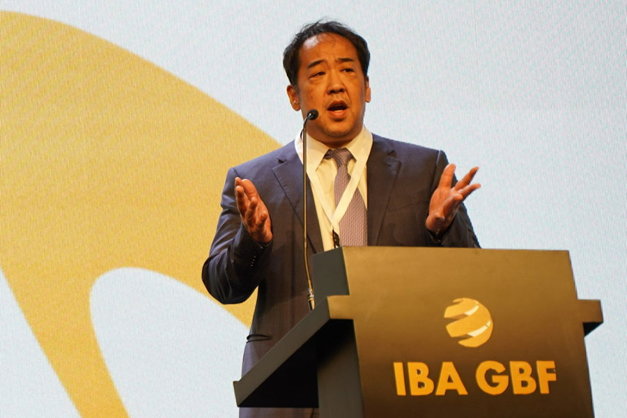 11日のIBA総会で次世代判定システムをプレゼンした内田貞信会長【写真：日本ボクシング連盟提供】