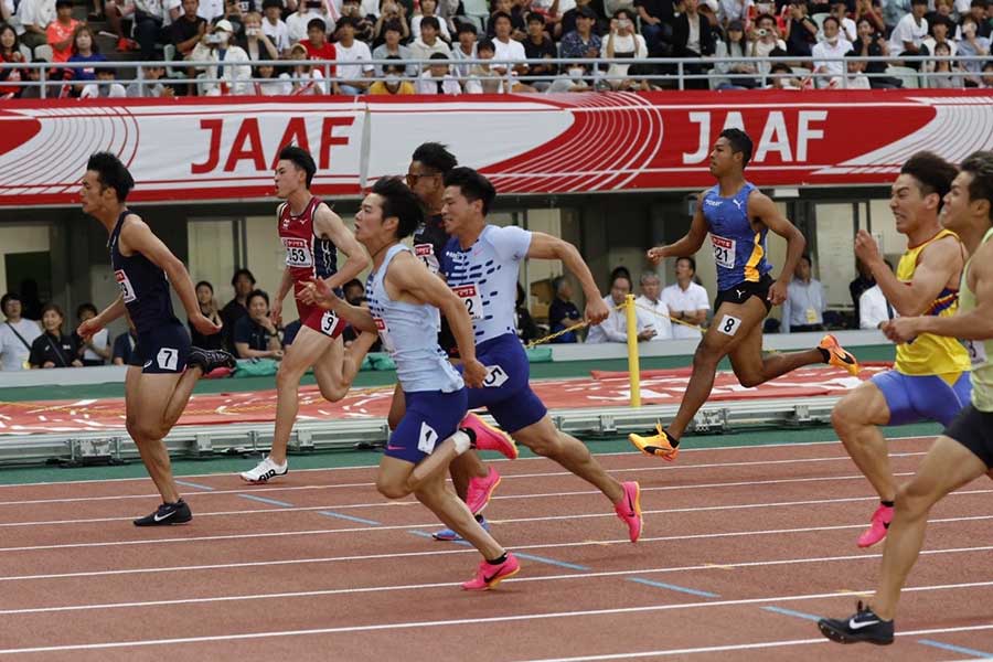 男子100メートル決勝で最下位8着に終わったサニブラウン・ハキーム【写真：奥井隆史】