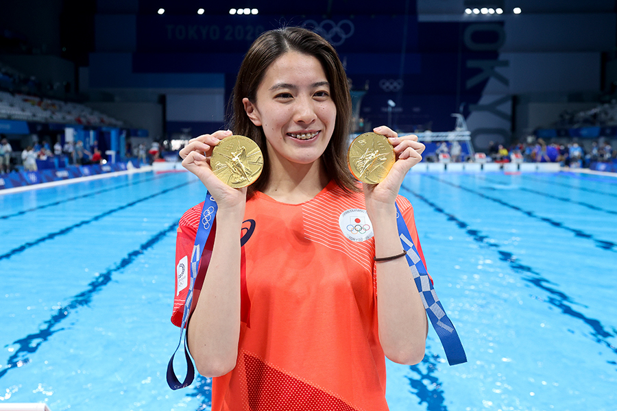 東京五輪で2つの金メダルを獲得した大橋悠依【写真：Getty Images】