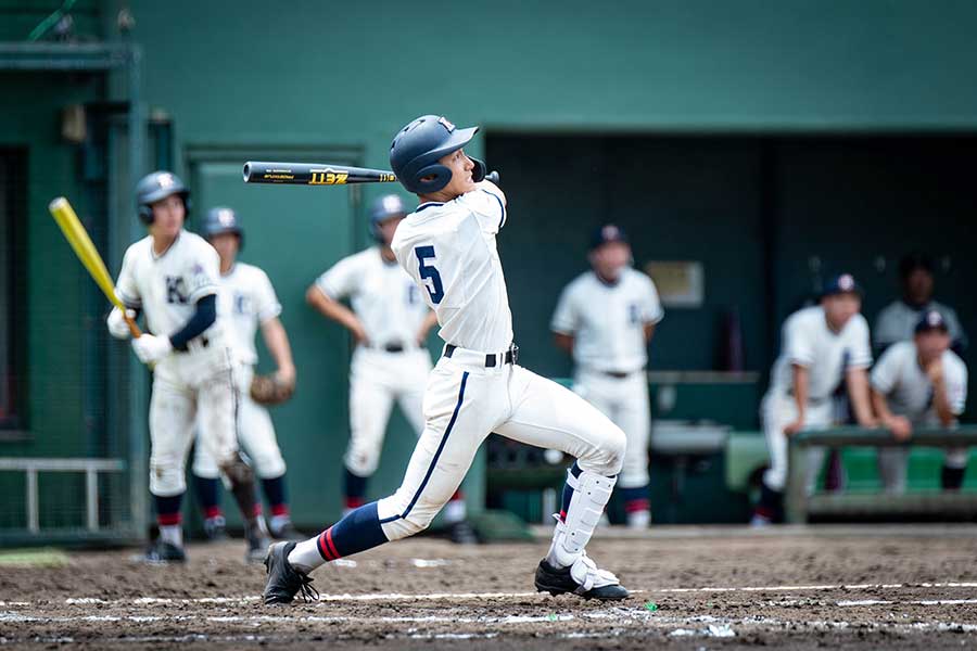 7回裏に決勝打を放った北野雄大【写真：中戸川知世】