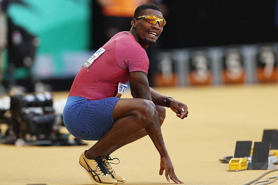世界陸上・男子100メートル準決勝3組3位でゴールしたフレッド・カーリー【写真：Getty Images】