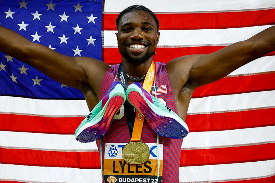 男子200メートルで金メダルを獲得したノア・ライルズ【写真：ロイター】