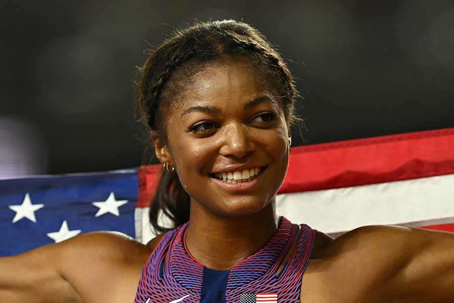 女子200メートルで銀メダルを獲得した米国のガブリエル・トーマス【写真：ロイター】
