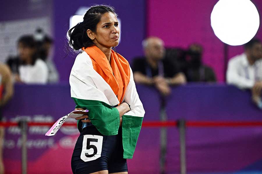 女子100メートル障害に出場したインドのジョティ・ヤラジ【写真：ロイター】