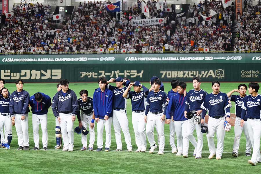 アジアプロ野球チャンピオンシップで日本と戦った韓国代表【写真：荒川祐史】