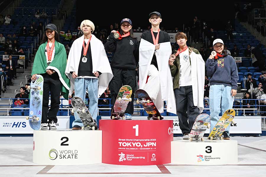 ストリート世界選手権、男女の表彰台6人中5人は日本選手が占めた【写真：松尾/アフロスポーツ】