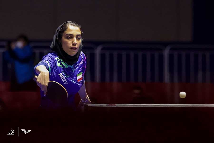 世界卓球に出場しているイランのアシュタリ【写真：ワールドテーブルテニス提供】