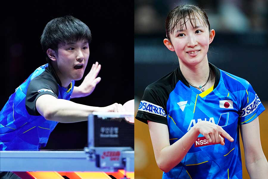 世界卓球団体戦に出場している張本智和（左）と早田ひな【写真：Getty Images】