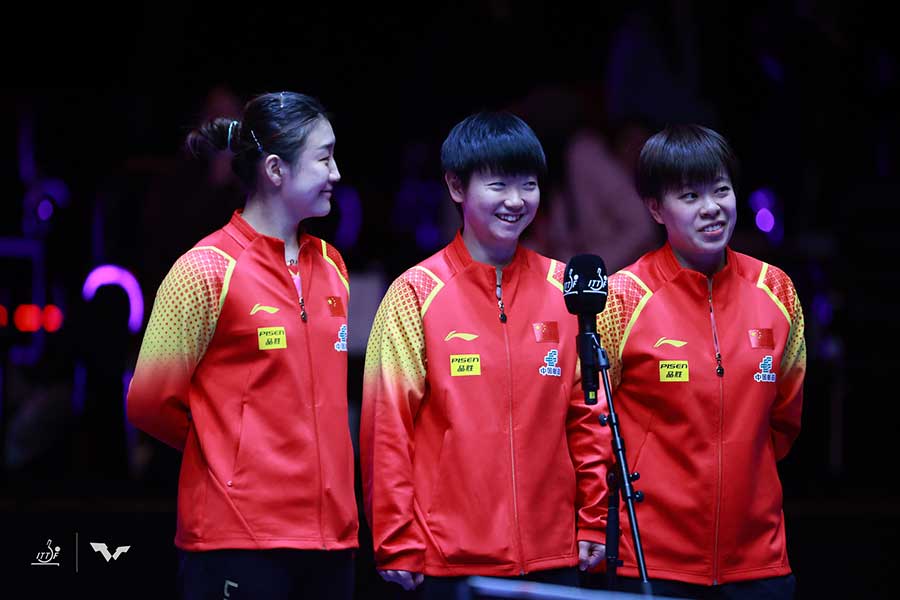 世界卓球、準決勝を戦った中国チーム【写真：ワールドテーブルテニス提供】
