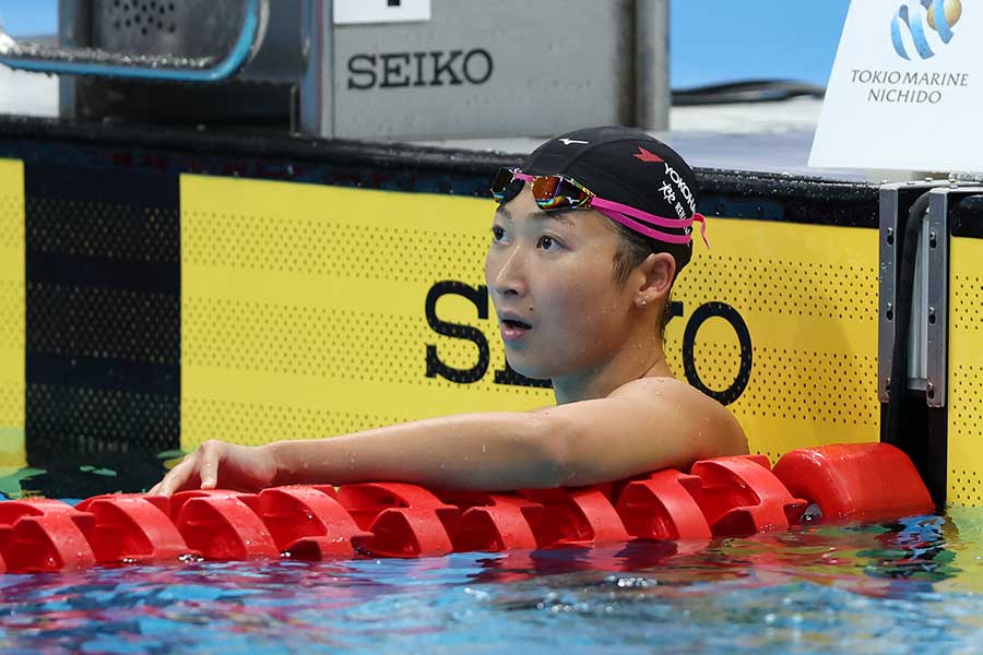 女子100メートルバタフライで2位に入り、パリ五輪出場を決めた池江璃花子【写真：Getty Images】
