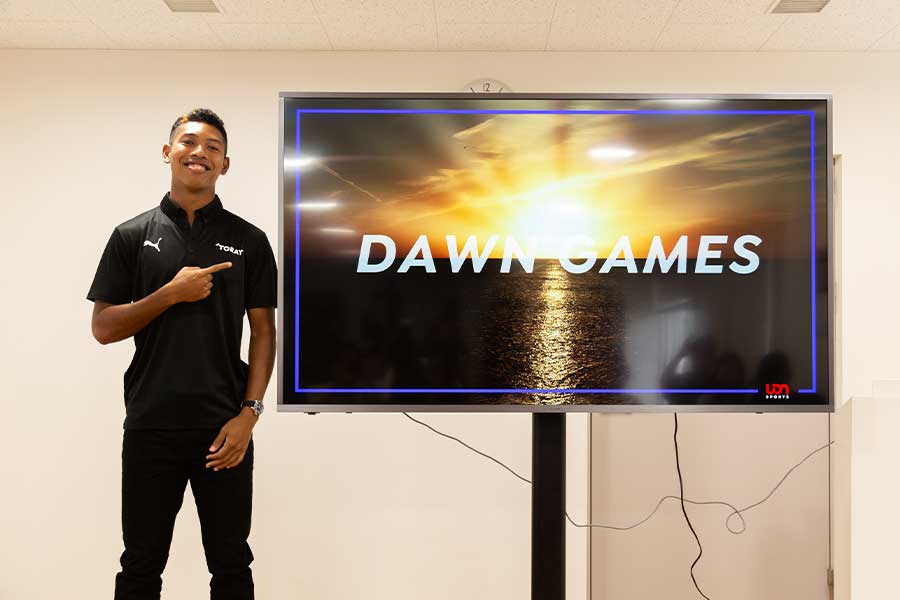 昨年9月に「DAWN GAMES」のメディア向けプレゼンテーションを行ったサニブラウン【写真：UDN SPORTS提供】