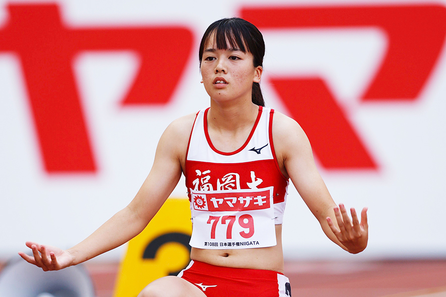 陸上日本選手権、女子100メートル予選に出場した山形愛羽【写真：奥井隆史】