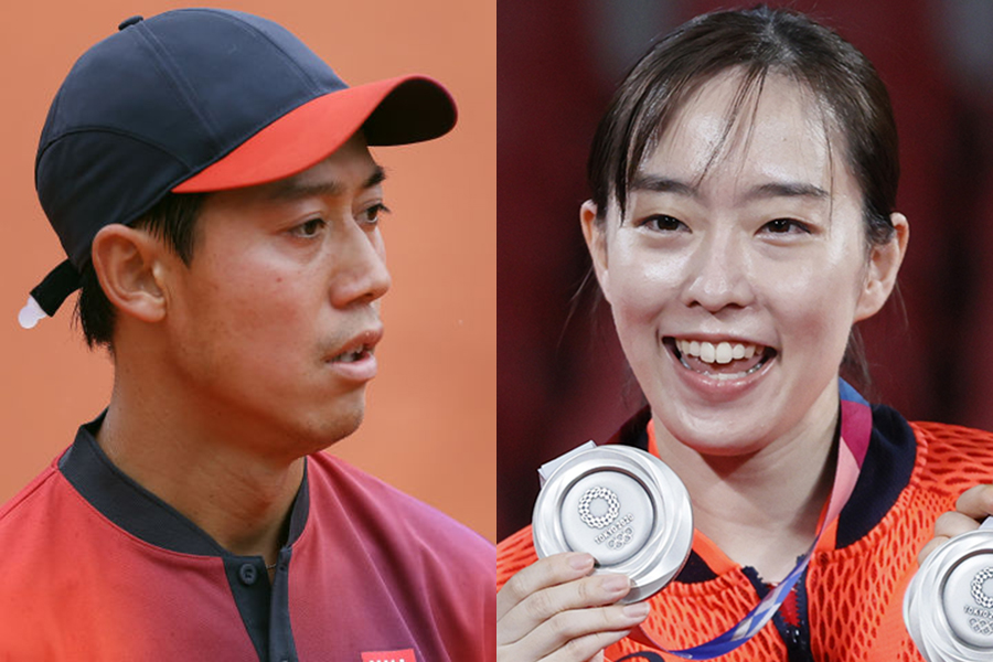 錦織圭（左）と石川佳純【写真：Getty Images】