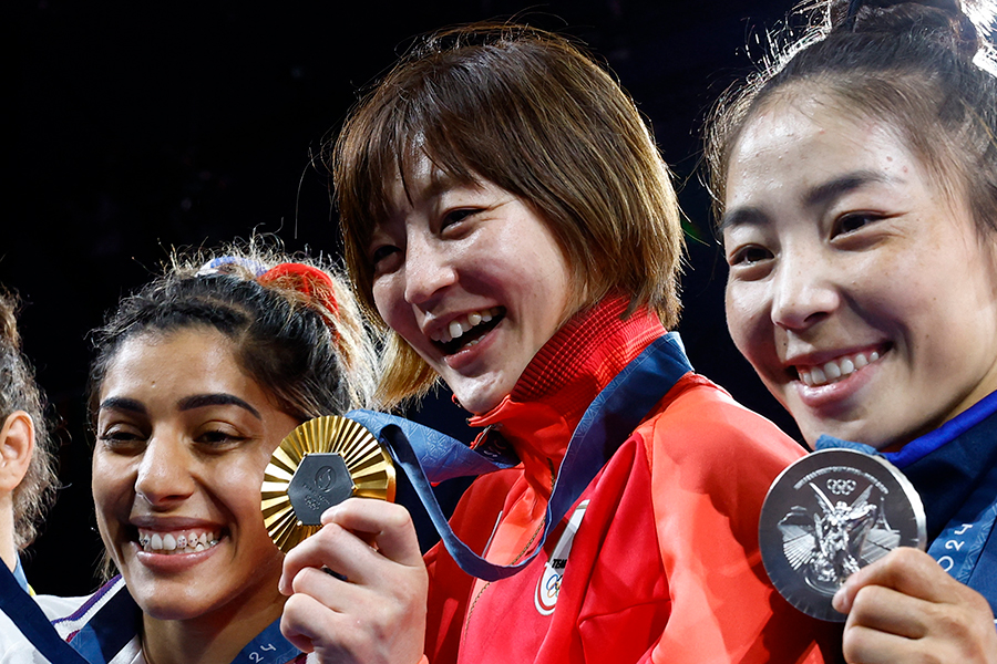 柔道女子48キロ級決勝で金メダルを獲得した角田夏実【写真：ロイター】