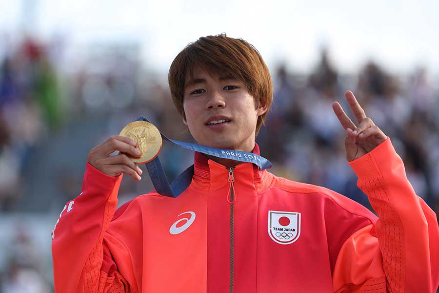 パリ五輪のスケートボード男子ストリートで金メダルを獲得した堀米雄斗【写真：ロイター】