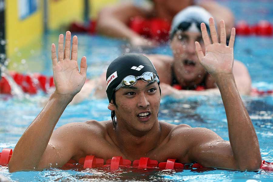 2009年ローマ世界水泳で金メダルを獲得した古賀淳也さん【写真：Getty Images】