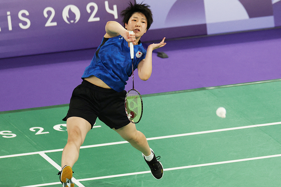 パリ五輪、バドミントン女子シングルス1次リーグに出場した山口茜【写真：ロイター】