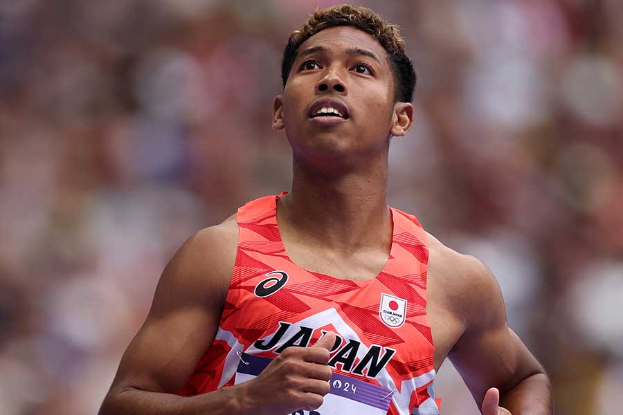 陸上男子100メートル予選を駆け抜けたサニブラウン・ハキーム【写真：Getty Images】