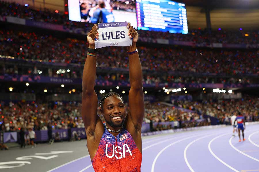 男子100mで金メダルを獲得したノア・ライルズ【写真：ロイター】