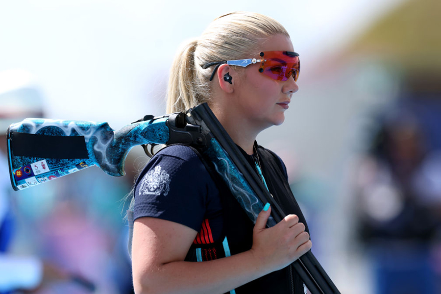 女子クレー射撃で銀メダルを獲得した英国のアンバー・ラッター【写真：Getty Images】