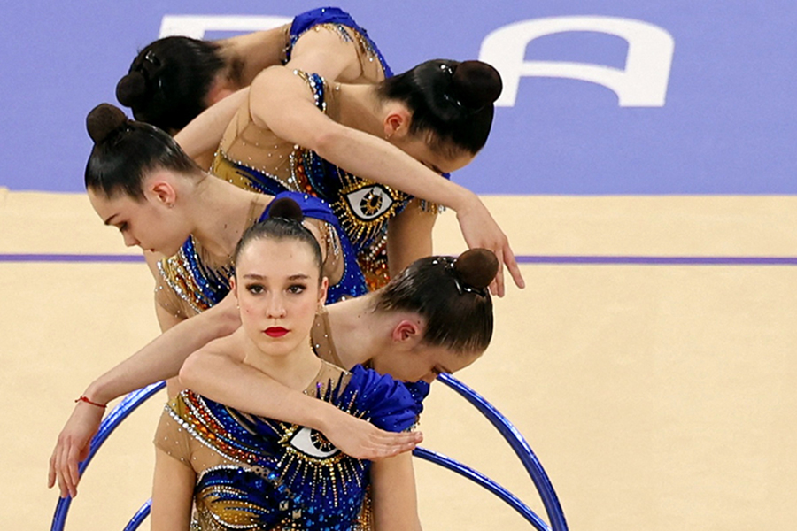 新体操の女子団体総合決勝に出場したイスラエル代表【写真：ロイター】