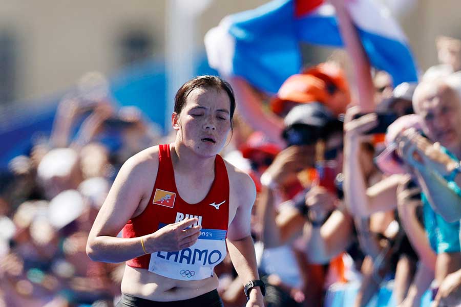 パリ五輪女子マラソンを走るキンツァン・ラモ【写真：ロイター】