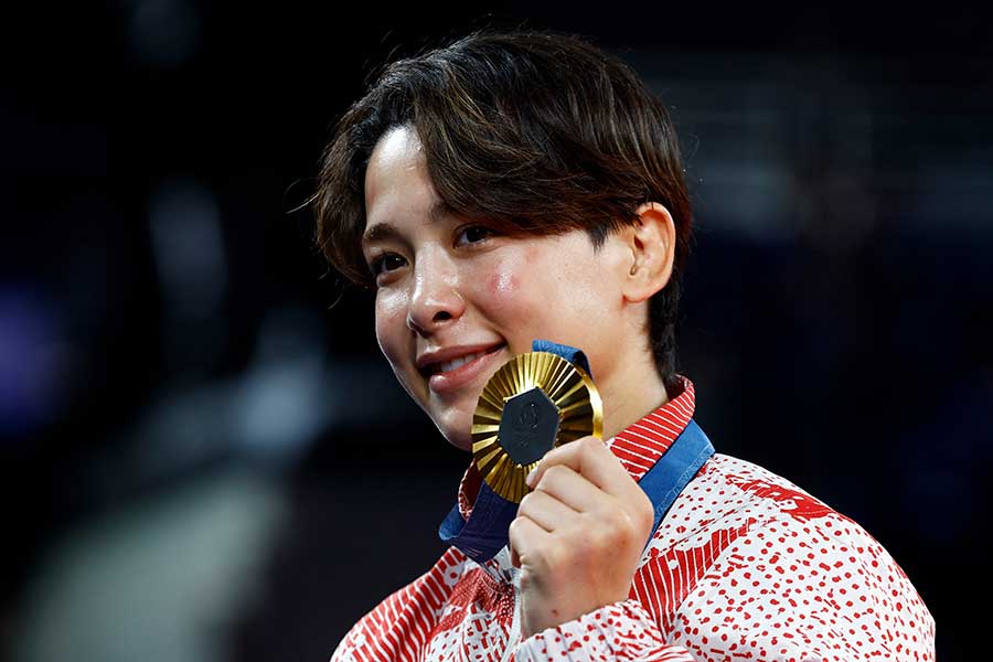 パリ五輪柔道女子57キロ級で金メダルを獲得した出口クリスタ【写真：ロイター】